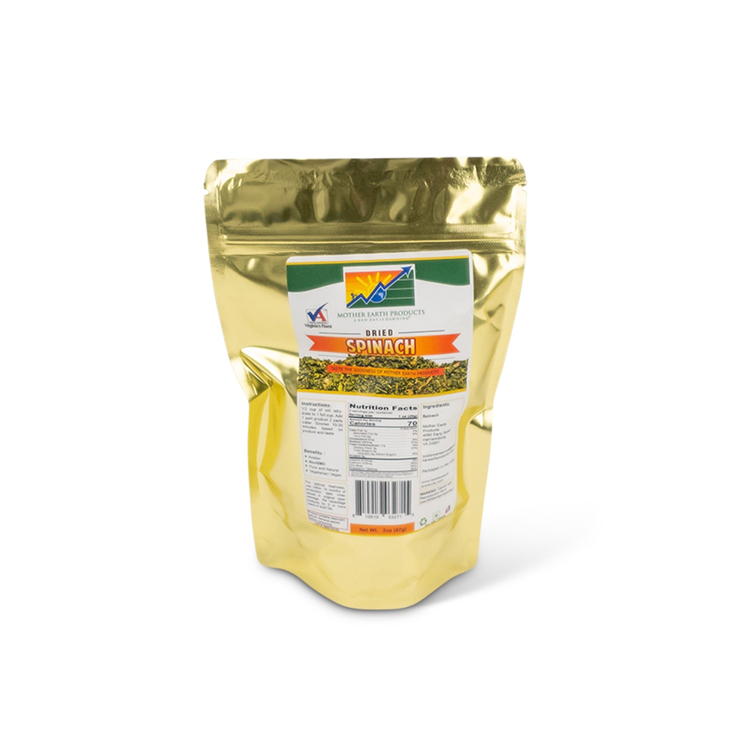 Dried Spinach 2 Cup Mylar